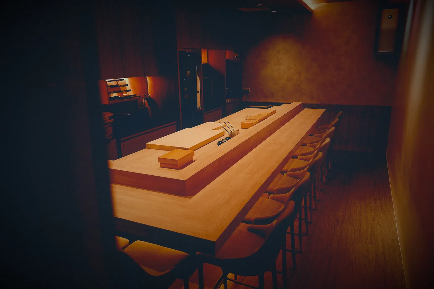 The dining counter at Hockey Sushi